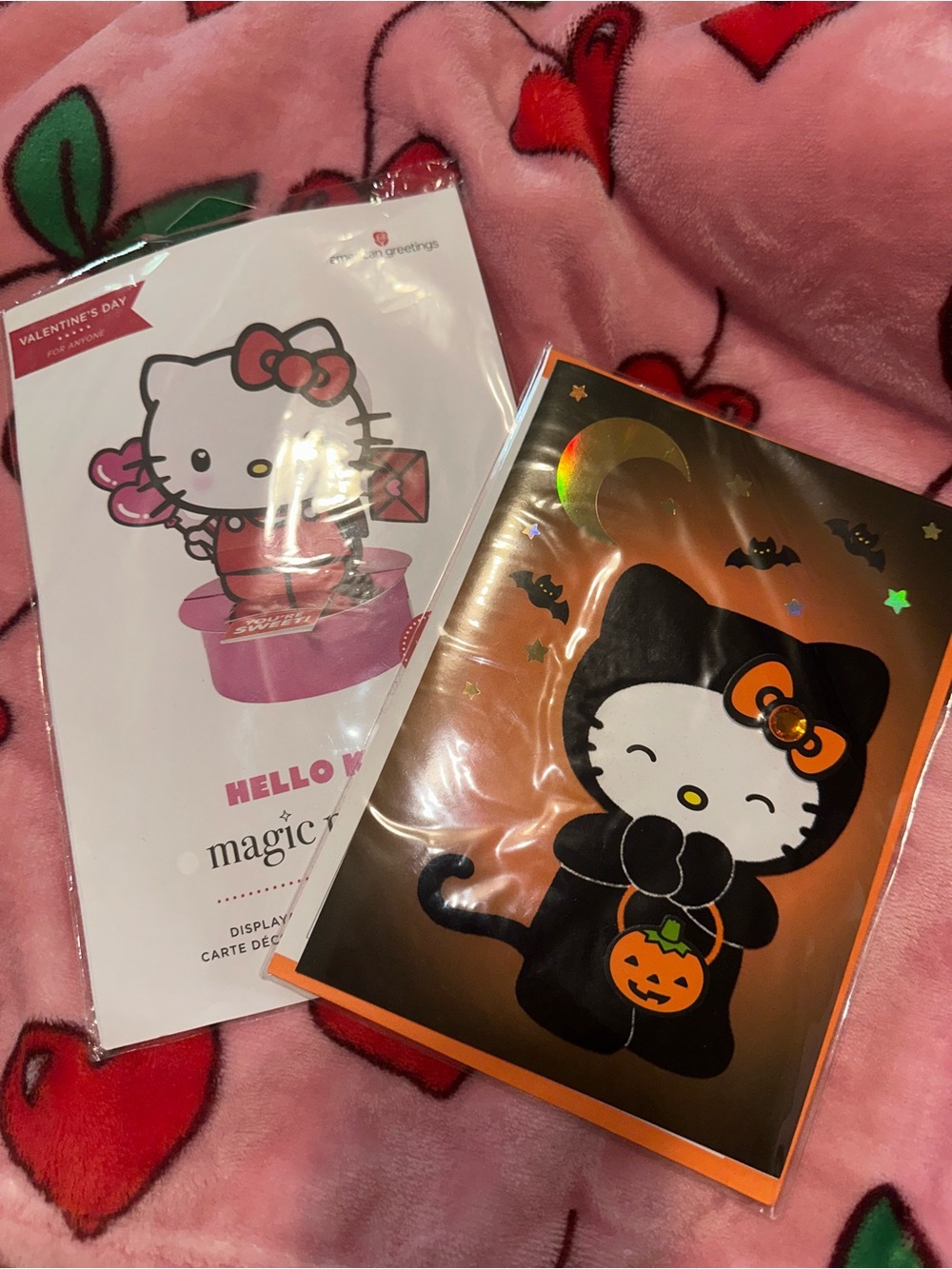 Sanrio Hello Kitty Pink & Black Valentine and Halloween Cards